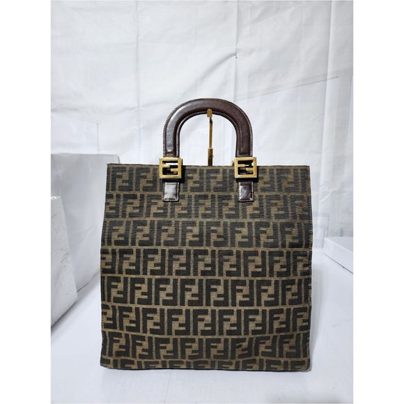 FENDI Vintage Zucca Canvas Tote Brown - Picture 1 of 16